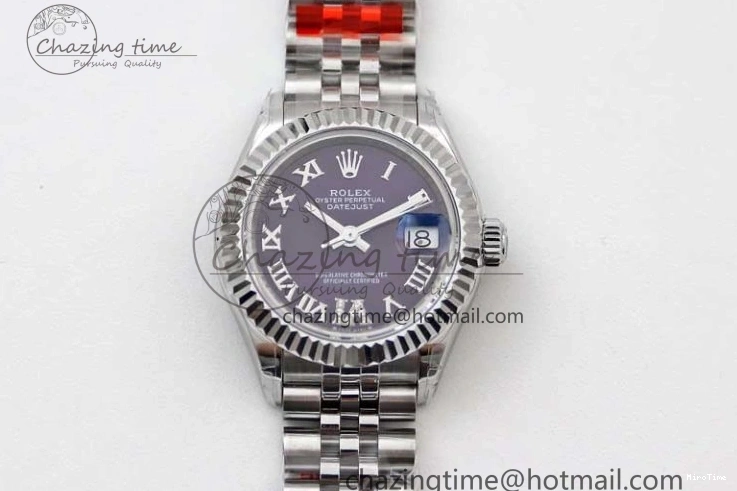MiroTime 0516 Lady DateJust 28 SS TWF 1:1 Best Edition 904L Steel Purple Dial Roman Markers on President Bracelet NH TravelReady 2172